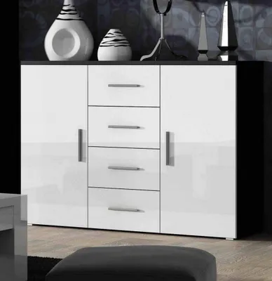 Produktbild von Furniture24 Kommode Soho S-8 Modernes Wohnzimmersonoma Schwarz / Weiß Hochglanz