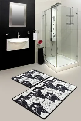 Image de Mijolnir, White Cats, Tapis de bain, Multicolore, polyester, 60 x 100 cm
