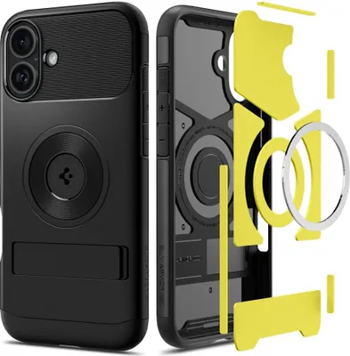 Produktbild von Spigen Slim Armor (MagFit), Cover, Apple, iPhone 16, 15,5 cm (6.1"), Schwarz