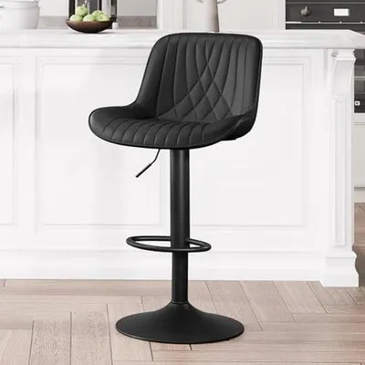 Produktbild von Barhocker mit Rückenlehne - s Kunstleder, drehbar und höhenverstellbar
