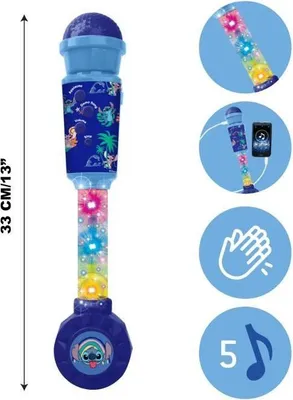Produktbild von Mikrofon Stitch mit Licht, Integrierter Lautsprecher, Aux-Eingang, Melodien und Soundeffekte, Multicolor