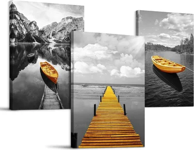 Produktbild von Hyidecorart Bilder Landschaft Natur Wandbild 58x40cm Grau Gelb Moderne Deko