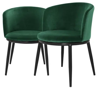 Produktbild von Casa Padrino Luxus Esszimmerstuhl Set Grün / Schwarz 57 x 57 x H. 74 cm - Esszimmermöbel
