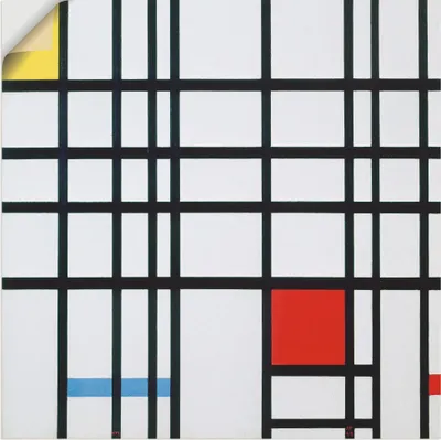 Produktbild von ARTland Wandbild, selbstklebend Komposition mit rot blau und gelb. Größe: 50x50 cm