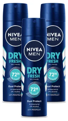Immagine prodotto di 3 flaconi di deodorante spray NIVEA MEN Dry Fresh - 150 ml - confezione - 3 pezzi