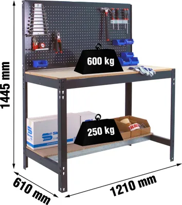 Produktbild von Simonrack Werkbank SIMONWORK BT2 anthrazit 121,0 x 61,0 x 144,5 cm