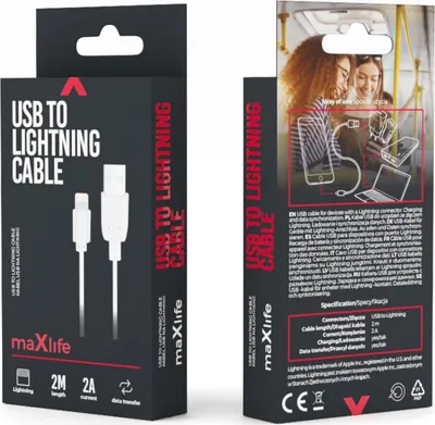 Obrázek produktu pro MaXlife OEM0100964, 2 m, USB C, Lightning, Samec, Samec, Bílá
