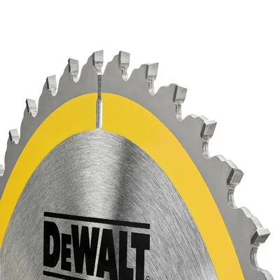 Close-up of a circular saw blade.