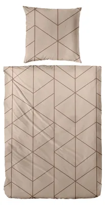 Produktbild von Primera Mako-Satin Bettwäsche 155x220 Dreiecke Rauten beige braun 243233-77