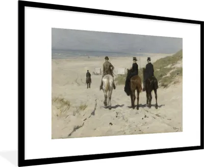 Produktbild von MuchoWow® Gerahmtes Poster Morgenfahrt am Strand entlang - Gemälde von Anton Mauve 90x60 cm - Poster mit Schwarzem Bilderrahmen Wandposter Rahmen Foto Bilder - Wanddekoration - Fotos