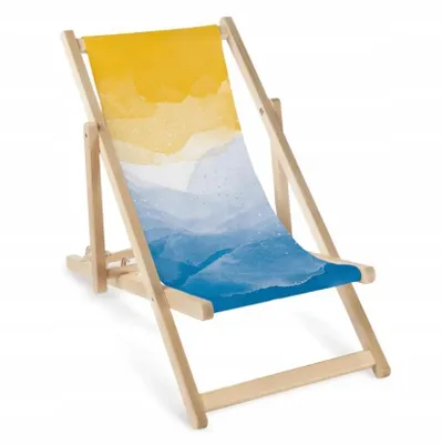 Produktbild von Kinder Liegestuhl Holz klappbar „Sea hell“ – Garten Sonnenliege Strandliege mit EKO Druck