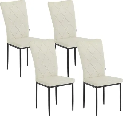Produktbild von WOLTU Esszimmerstühle 4er Set, Samtstuhl mit Rückenlehne&Metallbeinen, Creme