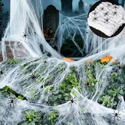 Halloween-Spinnennetz 300 g mit 60 Kunststoffspinnen