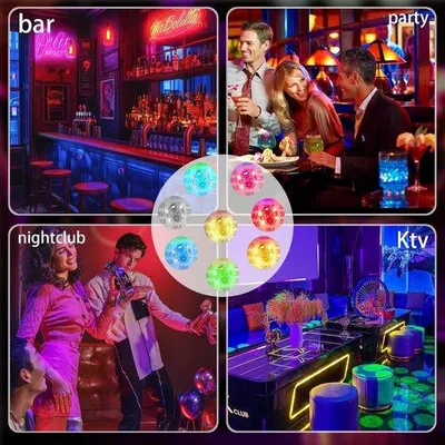 Image de 8 autocollants lumineux LED décoratifs, 3 modes, pour bar et fêtes