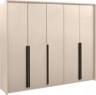 Produktbild von BETTSO Beigefarbener kippbarer Schlafzimmerschrank GENUA 255 mit schwarzen Griffen
