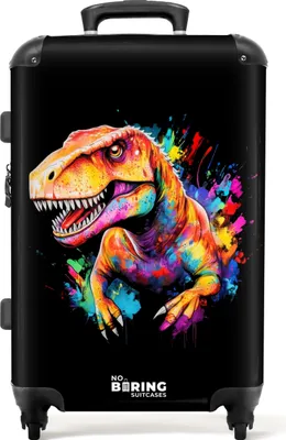 Produktbild von NoBoringSuitcases.com® Großer Koffer - Dinosaurier mit buntem Graffiti - Kombinationsschloss TSA - Hartschalen Trolley 4 Rollen - 72 liter - Reisekoffer - 66 cmKoffer Mittelgroß 67x43x25 cm, 72L,