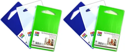 Produktbild von 6er Set Schneidebrett Kunststoff 24 x 15 cm Küchenbrett Frühstücksbrett Servierbrett Frühstücksbrettchen