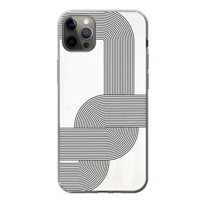 Produktbild von MuchoWow® Handyhülle Schutzhülle Hülle für iPhone 13 Pro Max Kunst - Schwarz - Weiß - Linie Silikon Softcase Handy Hülle - Mobiltelefon