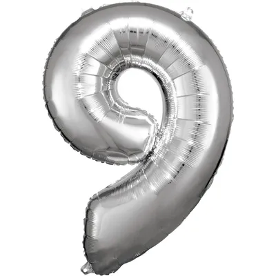 Produktbild von Amscan Foil Balloon Number 9 Junior 63 X 86 Cm Silver