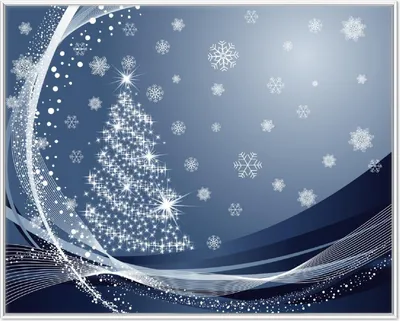 Produktbild von Wallario Wandbild Glitzernder Tannenbaum mit Schneeflocken, Größe: 40,30 x 50,30 cm, Poster mit weißem Aluminiumrahmen