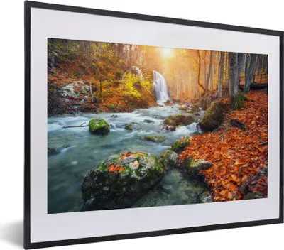 Produktbild von MuchoWow® Gerahmtes Poster Natur - Sonne - Herbst 40x30 cm - Poster mit Schwarzem Bilderrahmen Wandposter Rahmen Foto Bilder - Bilderrahmen - Poster im Rahmen