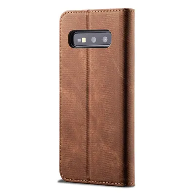 Image de Galaxy S10e Case, étui portefeuille en cuir avec fermeture magnétique et fonction stand pour Samsung Galaxy S10e Marron