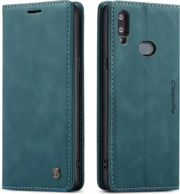 Produktbild von Galaxy A10S Hülle, LaimTop Retro Kunstledertasche TPU Innere, Kartenfächer, Magnetverschluss, Klapphülle mit Standfunktion Schutzhülle für Samsung Galaxy A10S Blau