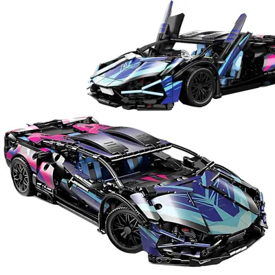Produktbild von Modellauto-Bausatz im Maßstab 1:14, Super-Sportwagen, erweitertes Auto-Modell Sammlerstück Supersportwagen Spielzeug Geschenk 36 × 15,5 × 8 cm