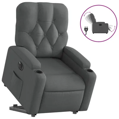 Image de vidaXL Fauteuil relax avec releveur électrique Tissu gris foncé