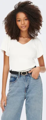 Produktbild von Only Leelo Kurzarm-t-shirt Mit V-ausschnitt Weiß M Frau Weiß M