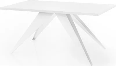 Produktbild von Esstisch Venus im Modern Still, Rechteckig Tisch - Ausziehbar von 140 cm bis 240 cm, Pulverbeschichtete Weiße Metallbeine - 140 x 80 cm - Weiß