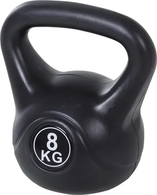 Obrázek produktu pro Kettlebell činka - 8 kg naplněná pískem - široká rukojeť - 22 × 17 × 24 cm - silový trénink - paže - černá