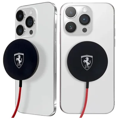 Produktbild von Ferrari MagSafe Shield Logo - MagSafe 15W induktives Ladegerät (schwarz)