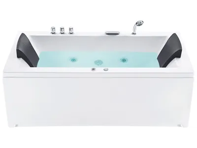 Obrázok produktu pre BELIANI Vírivá vaňa biela sanitárny akrylát 183 x 90 cm pravostranná s masážnymi tryskami a LED svetlami pre 2 osoby