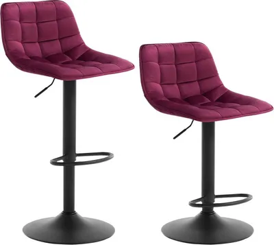 Image de Tabouret de bar Rootz - Tabouret de comptoir - Tabouret pivotant - Assise en velours - Conception ergonomique - 82,5 cm - 104 cm