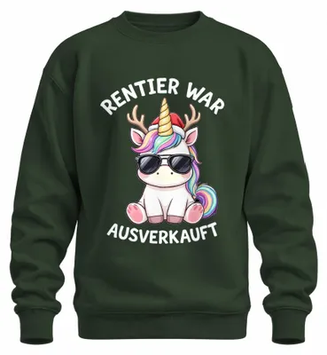 Image de Sweat-shirt ou pull "Rentier War", motif licorne de Noël, couleur vert bouteille, taille M
