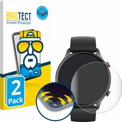 Produktbild von 2x BROTECT Fullscreen Schutzfolie für Huami Amazfit GTR 2e Displayschutz Folie Fullcover Klar Transparent