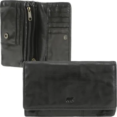 Produktbild von Bear Design Damen Geldbörse 14 Kartenfächer Portemonnaie Geldbeutel Leder black CL782-black