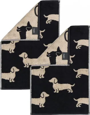 Produktbild von 2 Stück Cawö We love Dogs Gästetücher 6246-93 Dackel Schwarz 30x50