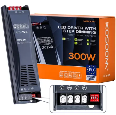 Productafbeelding van LED Transformator Dimbare Voeding - 200 W DC 24 V - 12,5 Ampère - Railmontage
