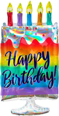 Immagine prodotto di Forma Folienballon "Happy Birthday" Torte irisierend " | 38 x 76 cm