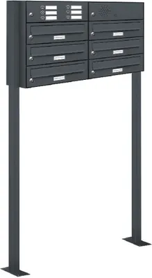 Produktbild von 6er Briefkasten Standanlage Freistehend RAL 7016 Anthrazit Klingel