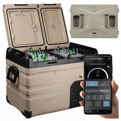 Produktbild von Set Vayox Kühlbox Elektrisch + Batterie VA-E39 Expedition Pro Series | 39L 60W | Ruhig | Braun