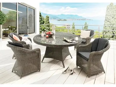 Immagine prodotto di Dinette Destiny MALAGA con tavolo da pranzo rotondo Ø150cm (4 persone) Grigio Vintage