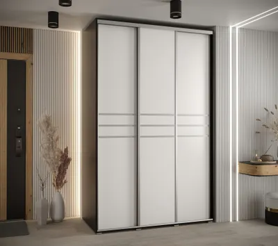 Obrázek produktu pro Šatní skříň ASIRI 10 - 160/60 cm, černá / bílá / stříbrná