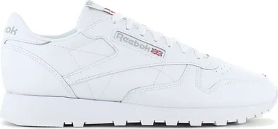 A white Reebok Classic Leather sneaker shown from the side.