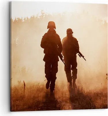 Produktbild von Bild auf Leinwand - Leinwandbild - Soldat Gewehr - 70x70cm - Wand Bild - Wanddeko - Wandbilder - Leinwanddruck - Bilder - Kunstdruck - Wanddekoration - Leinwand bilder - Wandkunst - AC70x70-4043