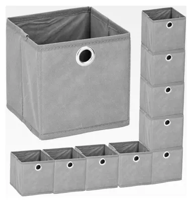 Produktbild von 10er Set Faltboxen ca. 15x15x15 cm Grau - Faltbare Aufbewahrungsboxen für Schubladen und Kleinteile