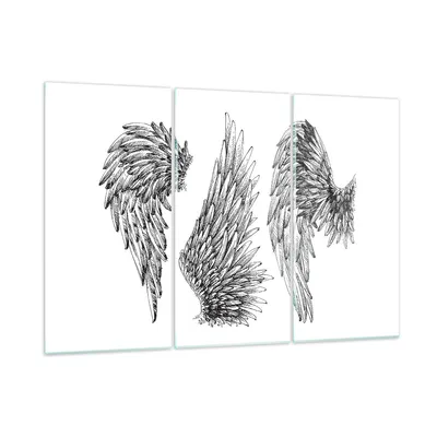 Produktbild von Bilder auf glas - Zeichnung Engel Flügel Federn - 105x70cm - Glasbilder - Wandbilder - Kunstdruck - zum Aufhängen bereit - Wanddekoration aus Glas - Glas Bilder - Wandbild auf Glas - GCE105x70-2950
