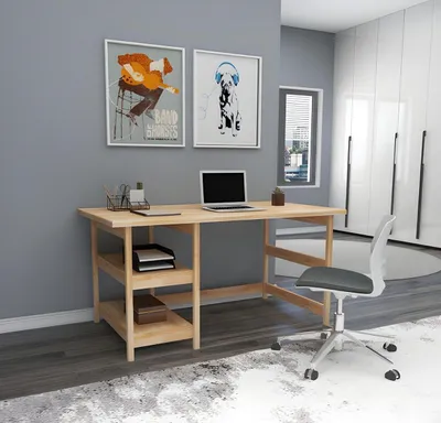 Produktbild von Moderner Brauner Jugendzimmer Tisch Holztisch Metallgestell